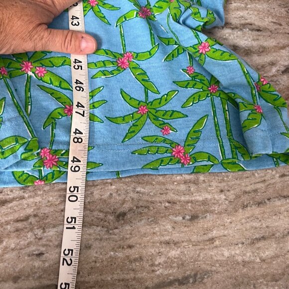 VTG Gloria’s Fashion Beach Tank Maxi Dress Sz Medium Blue Green Palm Trees Slit - Picture 6 of 10